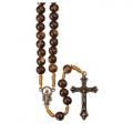  ROUND MARBLEIZED CORDED BROWN BEAD ROSARY (10 PC) 